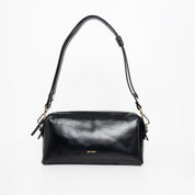 Light Shoulder - Shiny Nappa Black with Gold-Tone Details - ann kurz
