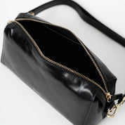 Light Shoulder - Shiny Nappa Black with Gold-Tone Details - ann kurz
