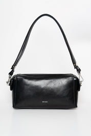 Light Shoulder - Shiny Nappa Black with Silver-Tone Details - ann kurz