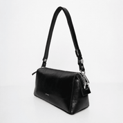 Light Shoulder - Shiny Nappa Black with Silver-Tone Details - ann kurz