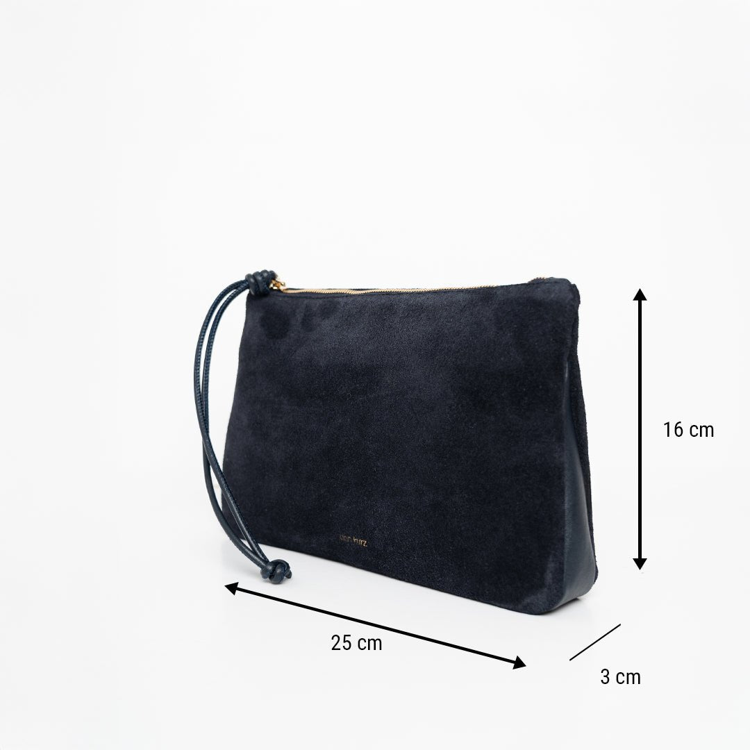 Medium Pouch - Suede Mix Navy - ann kurz
