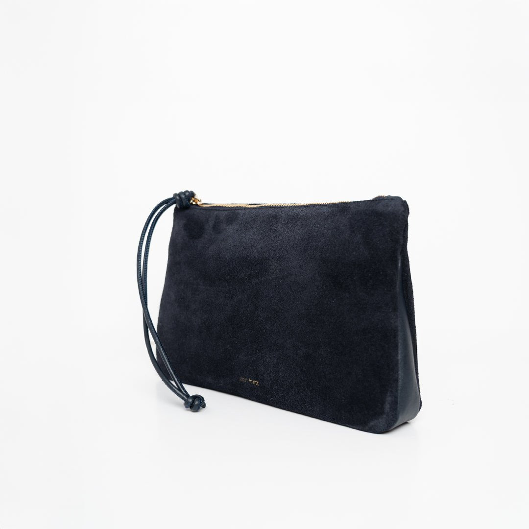 Medium Pouch - Suede Mix Navy - ann kurz