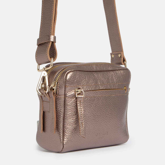 Mini Cubo Shape Crossbody Bag - Metallic Rame - ann kurz