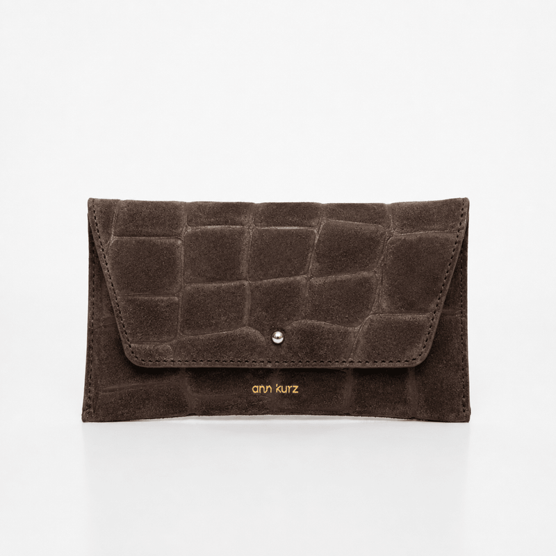 Mini Envelope - Croco Suede Mocha - ann kurz