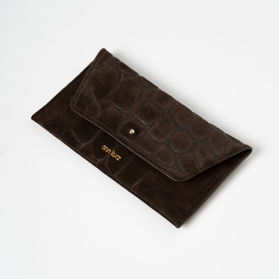 Mini Envelope - Croco Suede Mocha - ann kurz