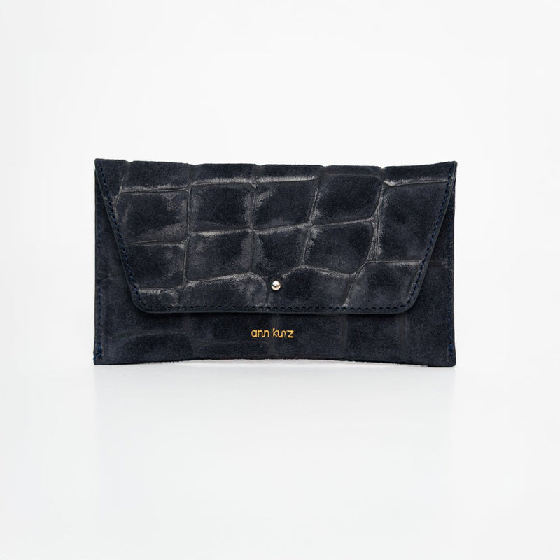 Mini Envelope - Croco Suede Navy - ann kurz