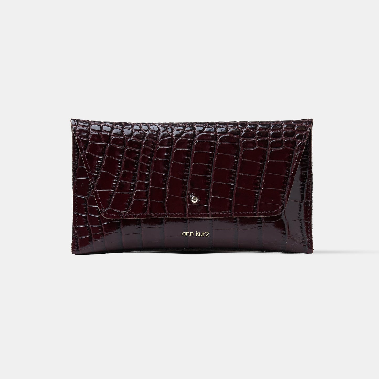 Mini Envelope Shape Wallet - Croco Print Bordeaux - ann kurz