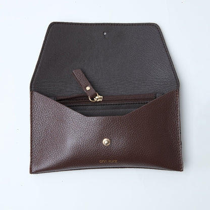 Mini Envelope Shape Wallet - Croco Print Bordeaux - ann kurz