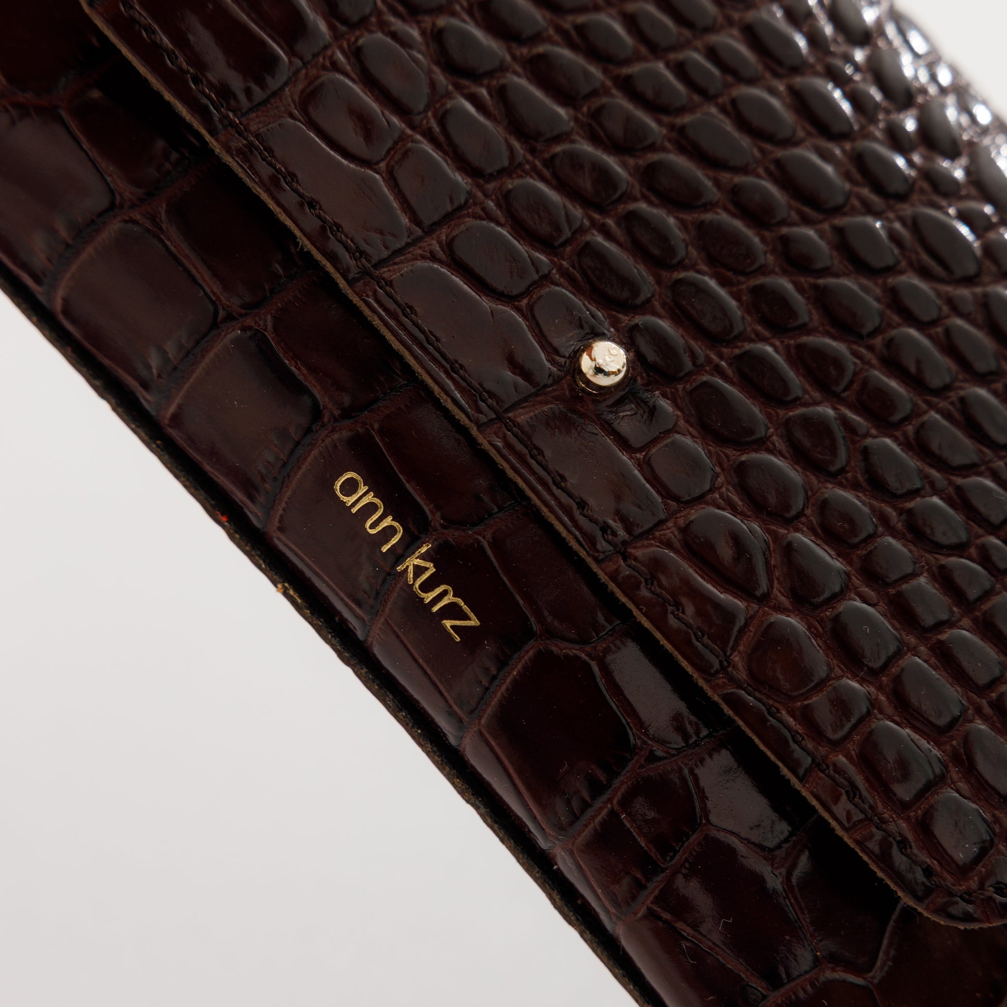 Mini Envelope Shape Wallet - Croco Print Bordeaux - ann kurz