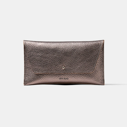 Mini Envelope Shape Wallet - Metallic Metal Grey - ann kurz
