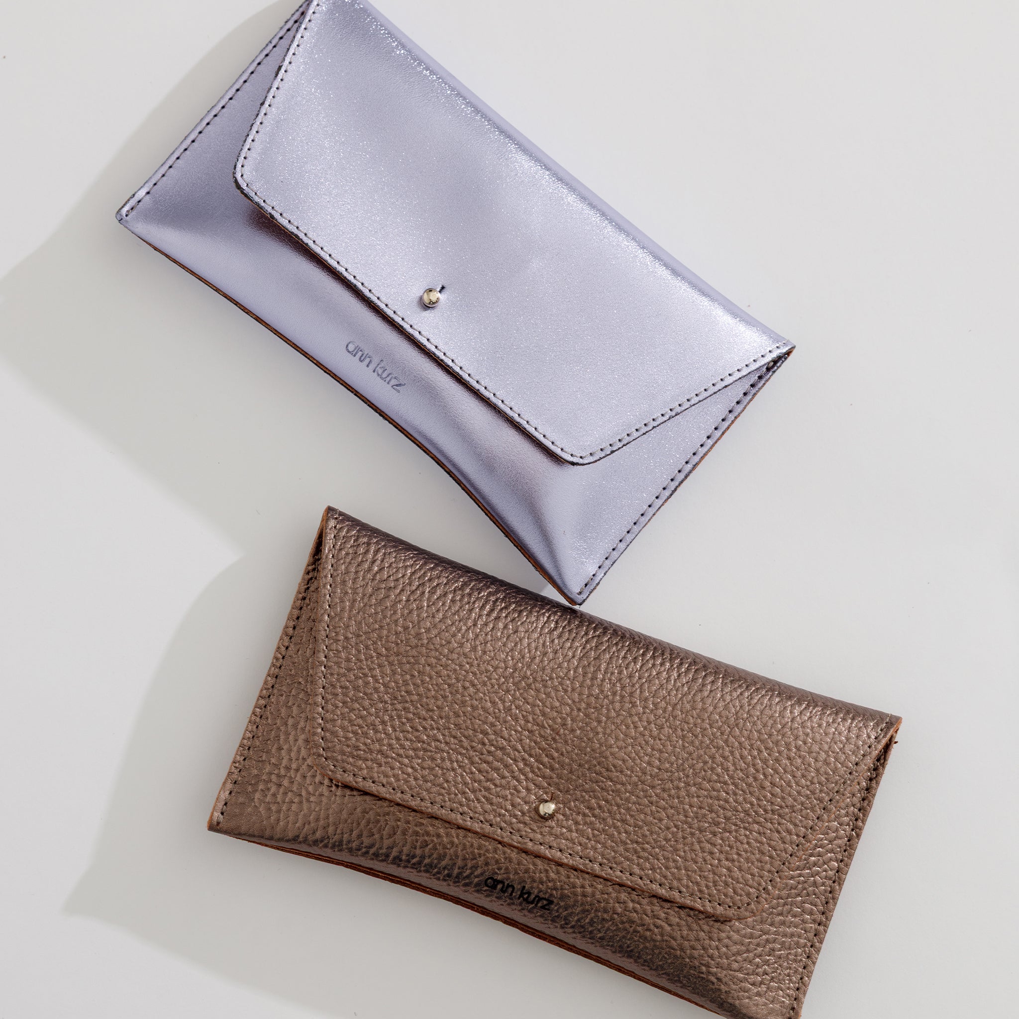 Mini Envelope Shape Wallet - Metallic Metal Grey - ann kurz