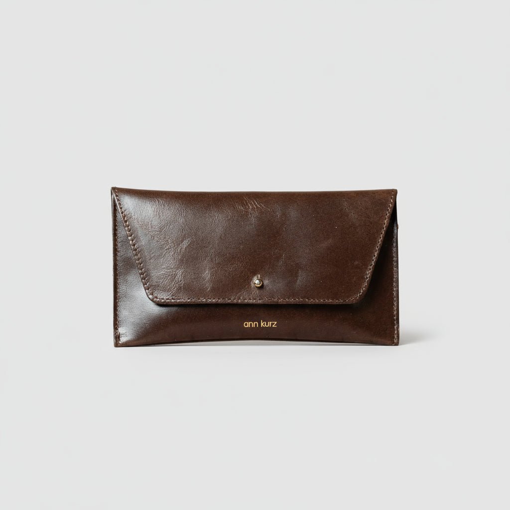 Mini Envelope Shape Wallet - Shiny Napa Mocha - ann kurz