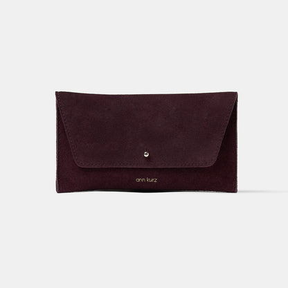 Mini Envelope Shape Wallet - Suede Burgundy - ann kurz