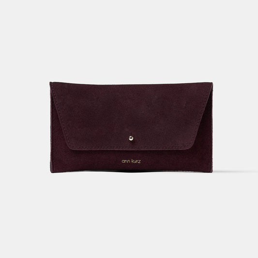 Mini Envelope Shape Wallet - Suede Burgundy - ann kurz
