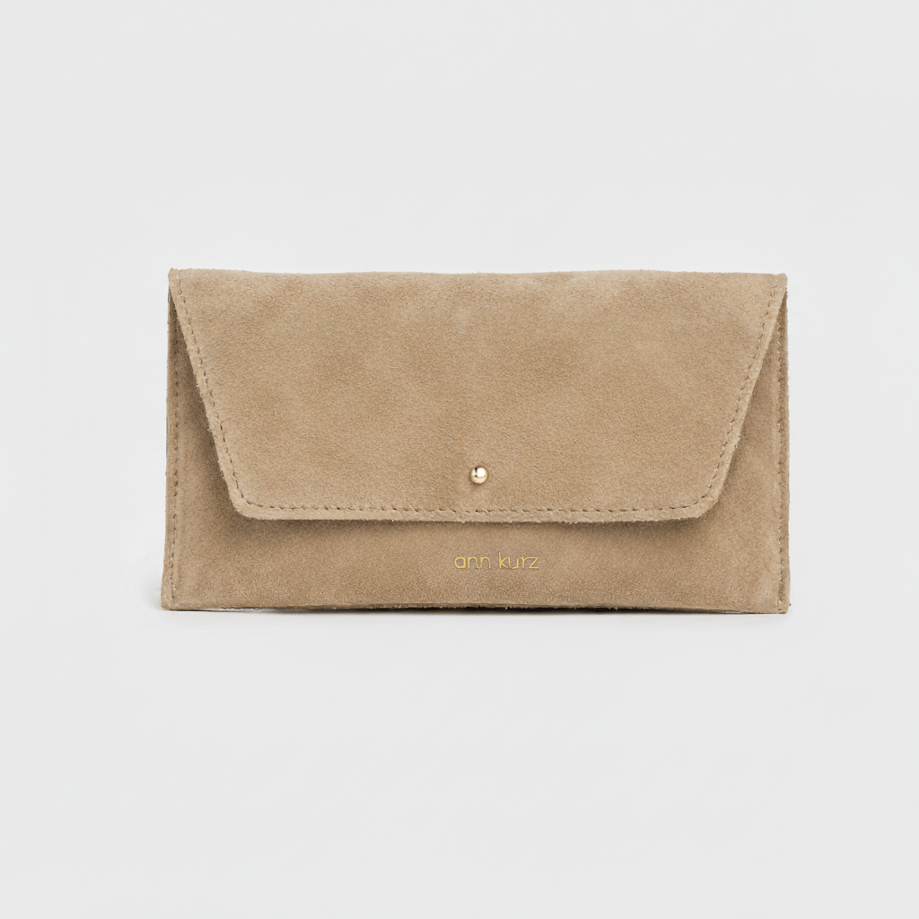 Mini Envelope Shape Wallet - Suede Caramelo - ann kurz