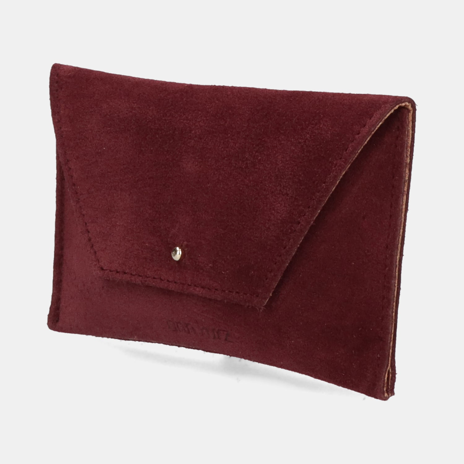 Mini Envelope Shape Wallet - Suede Maroon - ann kurz