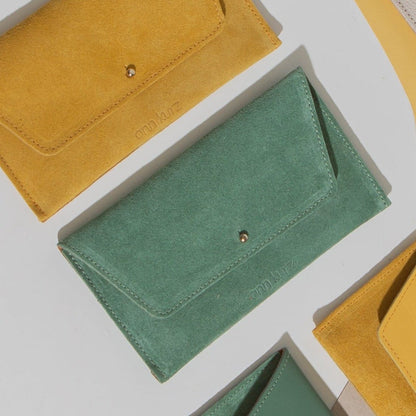 Mini Envelope Shape Wallet - Suede Menta - ann kurz