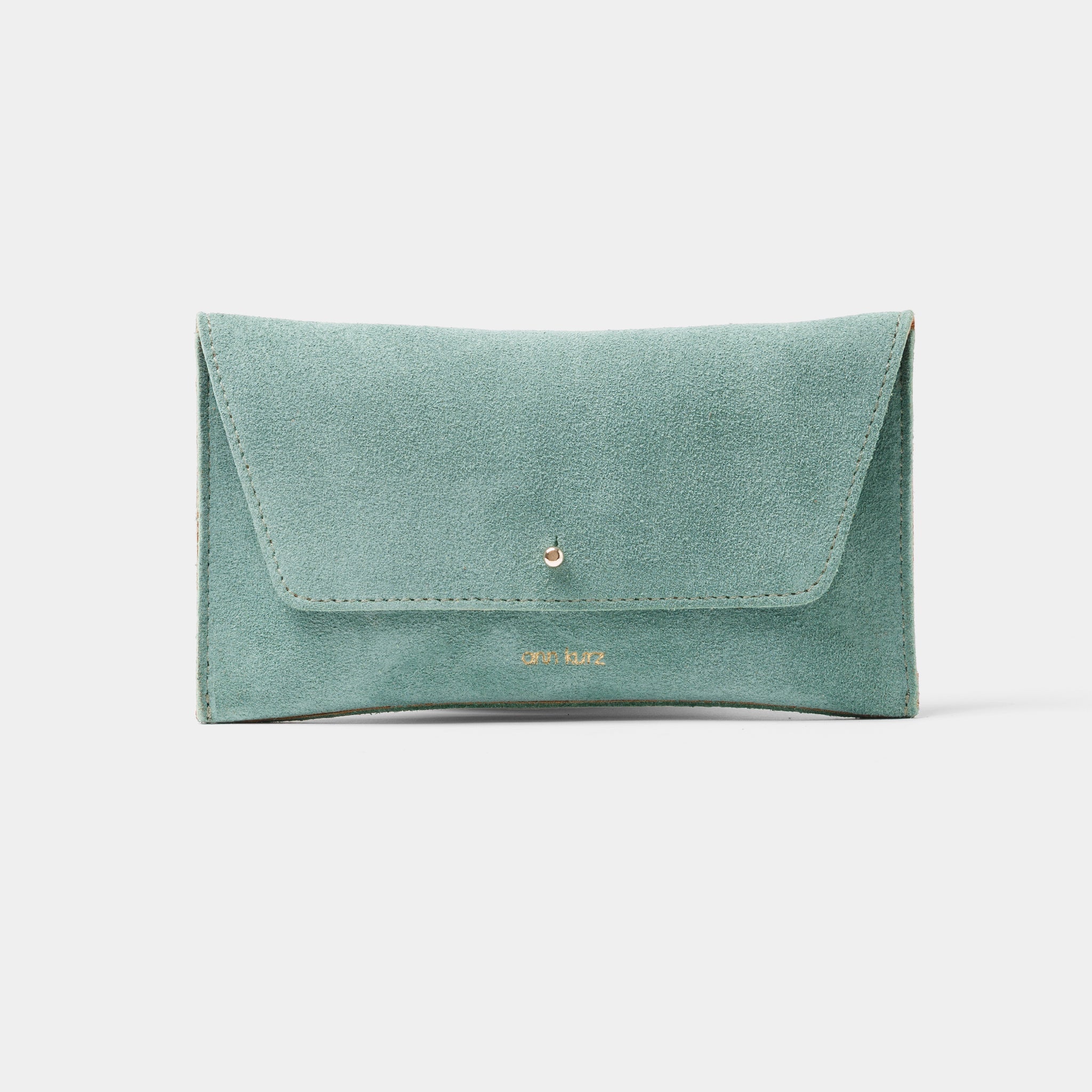 Mini Envelope Shape Wallet - Suede Menta - ann kurz