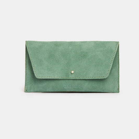 Mini Envelope Shape Wallet - Suede Menta - ann kurz