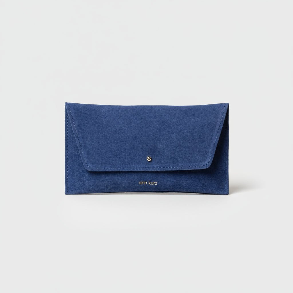 Mini Envelope Shape Wallet - Suede Purple Blue - ann kurz