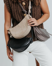 Mini Half Moon Shoulder Bag with Knots - Metallic Sweet Iron - ann kurz