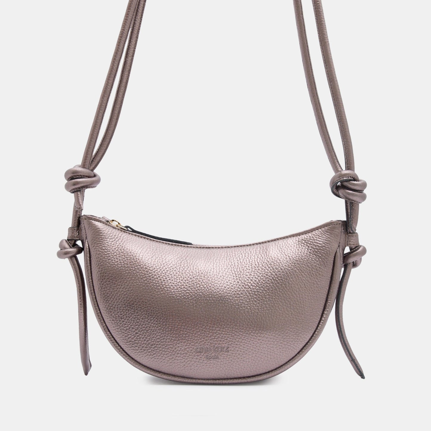 Mini Half Moon Shoulder Bag with Knots - Metallic Sweet Iron - ann kurz