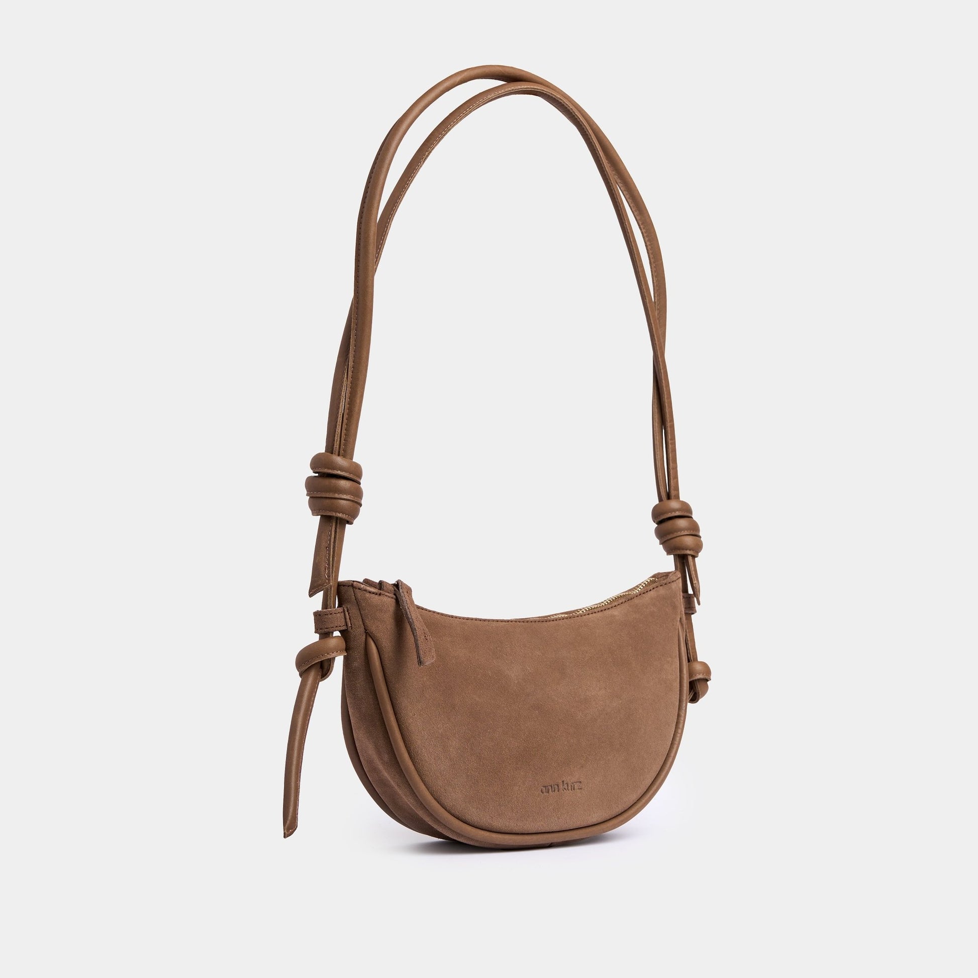 Mini Half Moon Shoulder Bag with Knots - Mix Fango - ann kurz