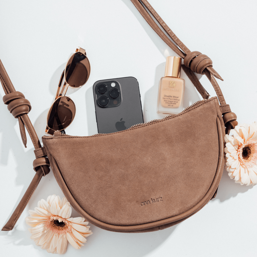 Mini Half Moon Shoulder Bag with Knots - Mix Fango - ann kurz