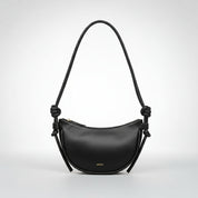 Mini Half Moon Shoulder Bag with Knots - Nappa Black - ann kurz
