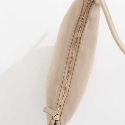 Mini Half Moon Shoulder Bag with Knots - Suede Burgundy - ann kurz