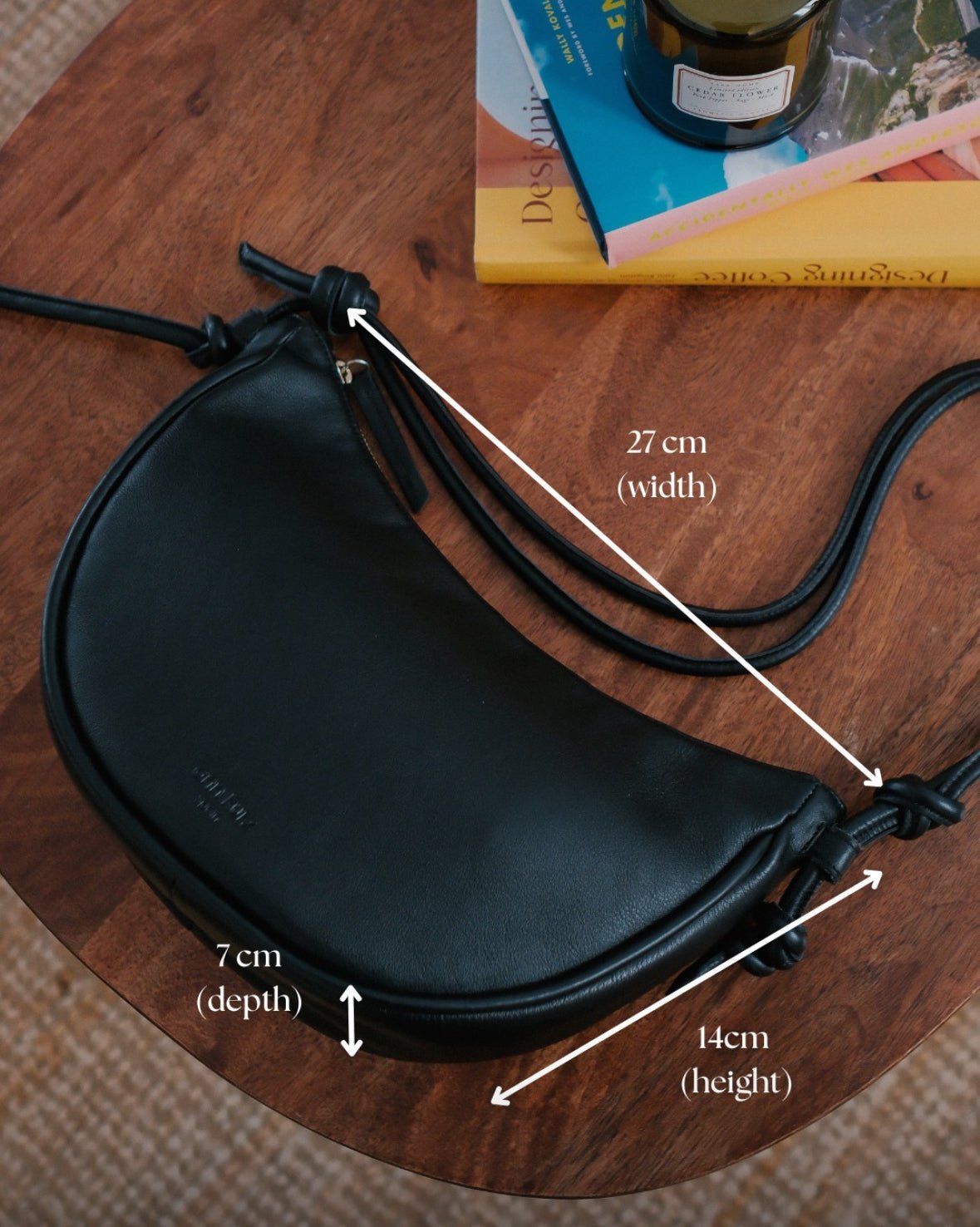 Mini Half Moon Shoulder Bag with Knots - Suede Maroon - ann kurz