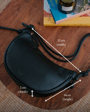 Mini Half Moon Shoulder Bag with Knots - Suede Maroon - ann kurz