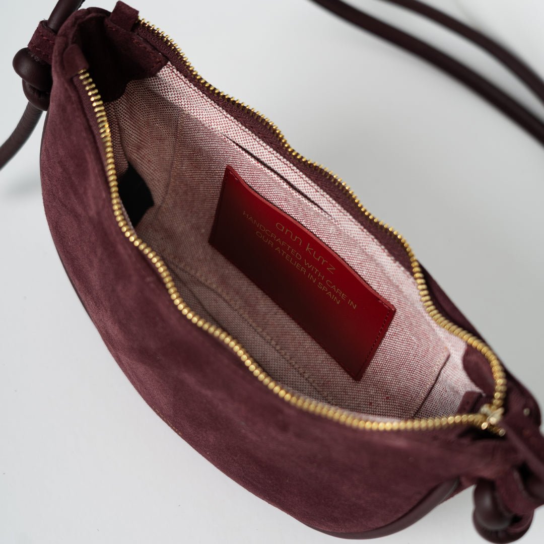 Mini Half Moon - Suede Burgundy - ann kurz