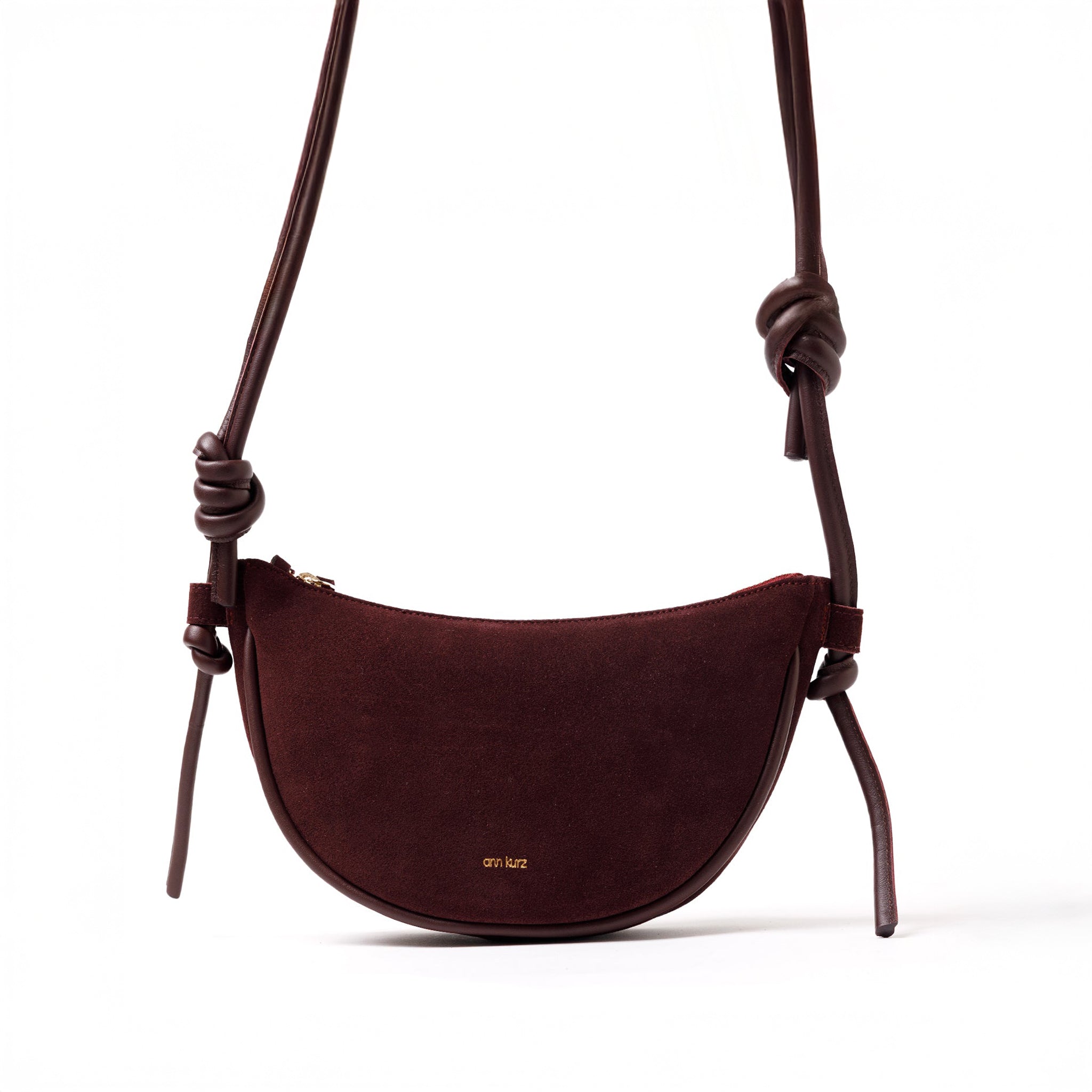 Mini Half Moon - Suede Burgundy - ann kurz