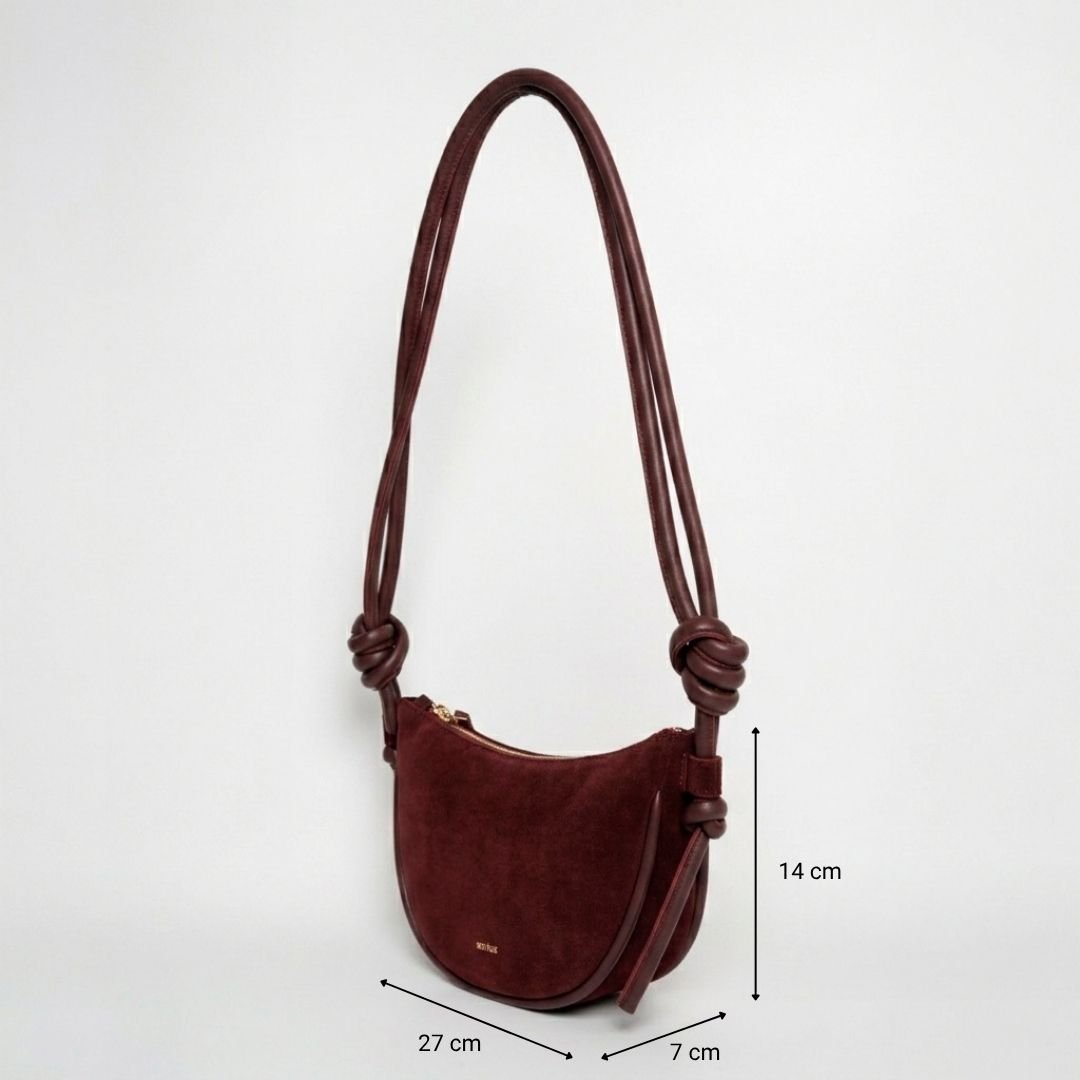Mini Half Moon - Suede Burgundy - ann kurz
