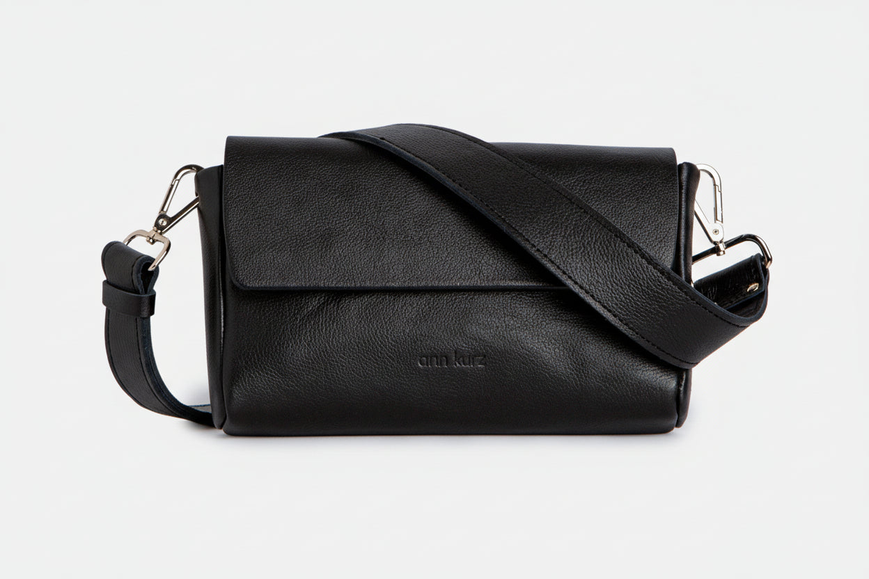 Pack Large Shape Shoulder Bag - Nappa Black - ann kurz