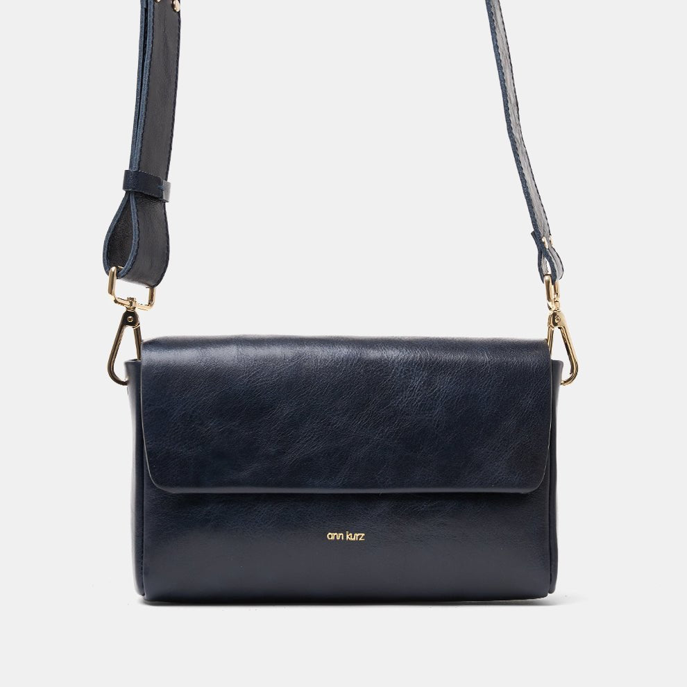 Pack Large Shape Shoulder Bag - Shiny Nappa Navy - ann kurz