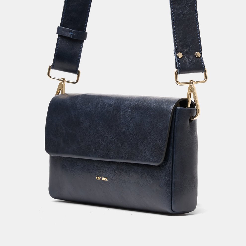 Pack Large Shape Shoulder Bag - Shiny Nappa Navy - ann kurz