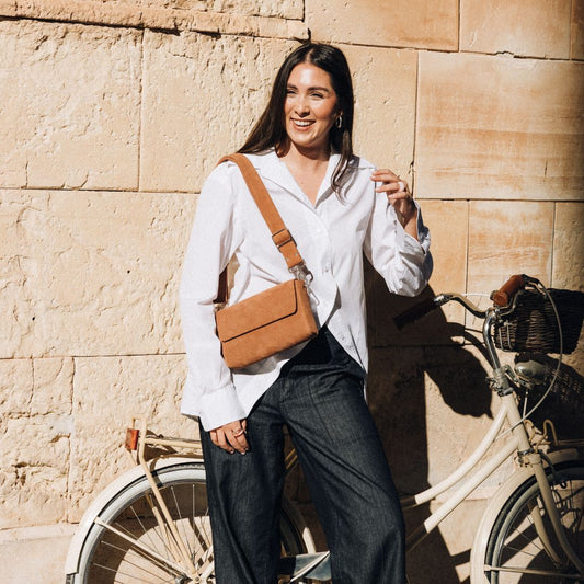 Pack Large Shape Shoulder Bag - Suede Dark Nude - ann kurz