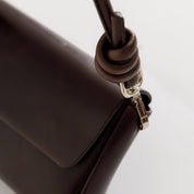 Pack Large Shape Shoulder Bag With Knots - Shiny Nappa Mocha - ann kurz