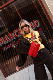 Pack Large with 2 Straps - Shiny Nappa Rosso - ann kurz