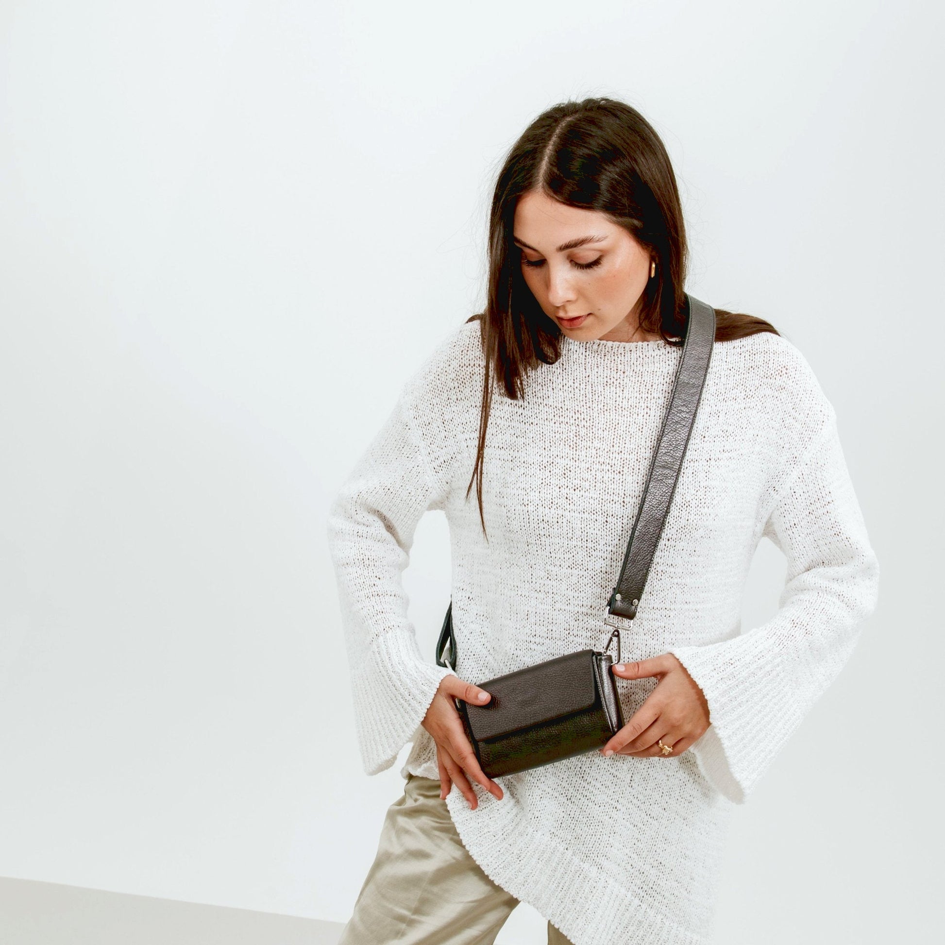 Pack Mini Shape Shoulder Bag - Metallic Anthracite - ann kurz