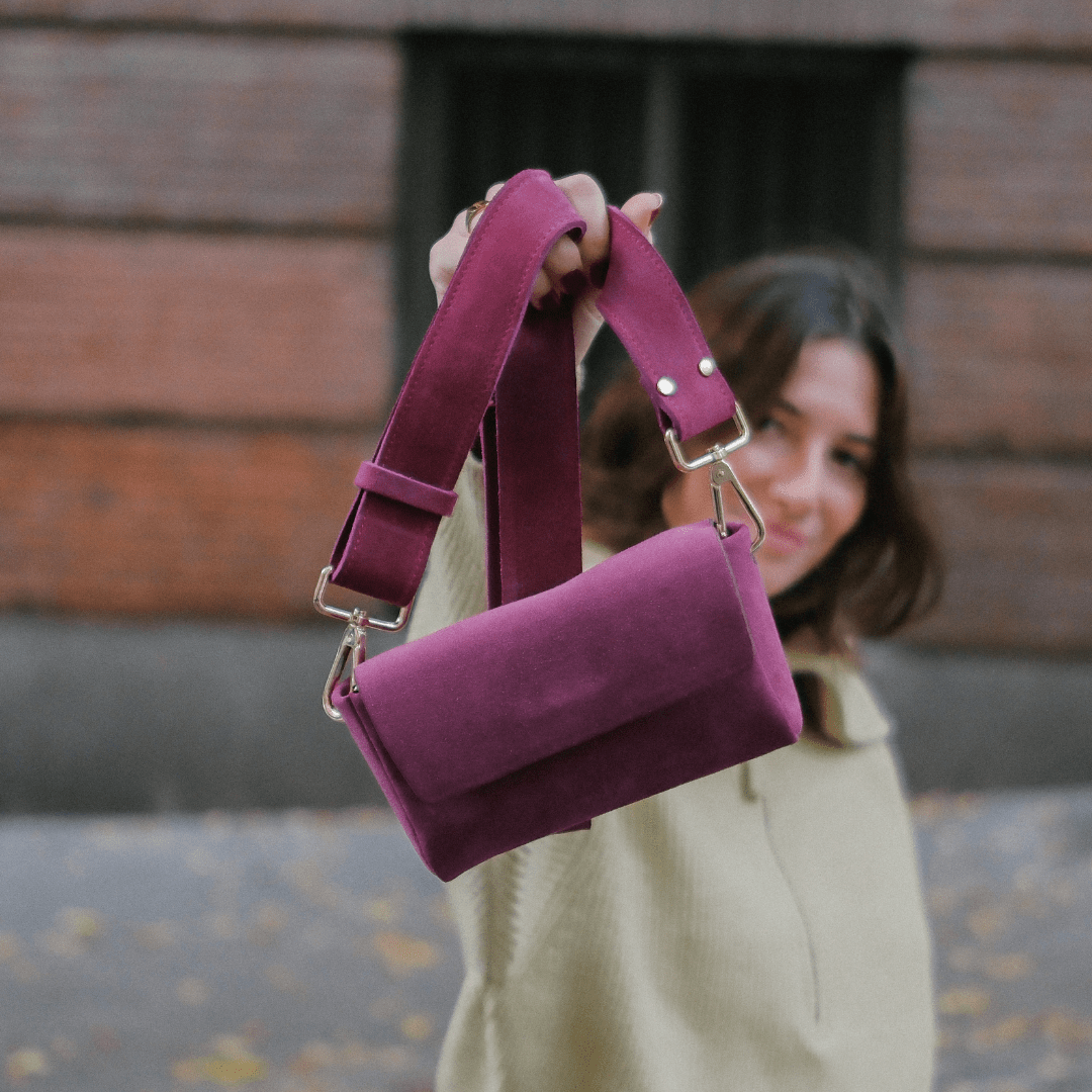 Pack Mini Shape Shoulder Bag - Suede Fuchsia - ann kurz