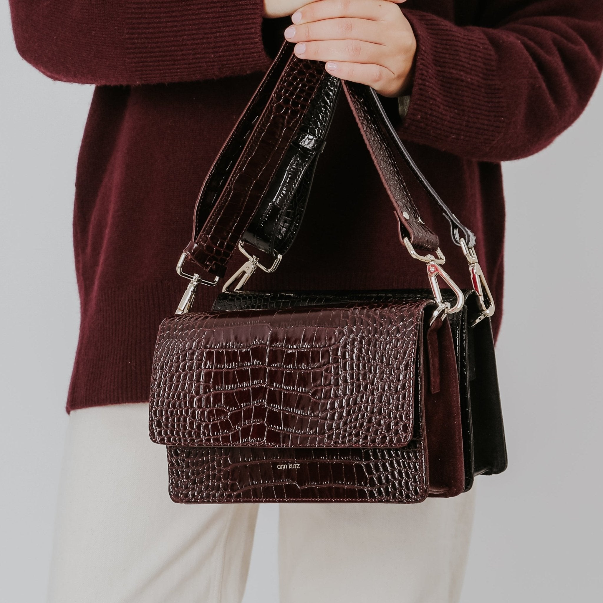 Perfect Square - Croco Print Bordeaux - ann kurz