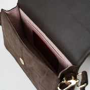 Perfect Square - Croco Print Suede Mocha - ann kurz