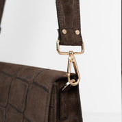 Perfect Square - Croco Print Suede Mocha - ann kurz