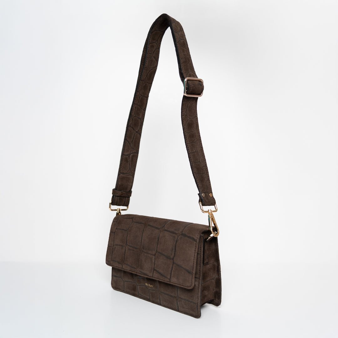 Perfect Square - Croco Print Suede Navy - ann kurz