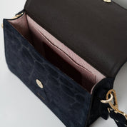 Perfect Square - Croco Print Suede Navy - ann kurz
