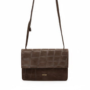 Phone Bag Medium - Croco Suede Mocha - ann kurz