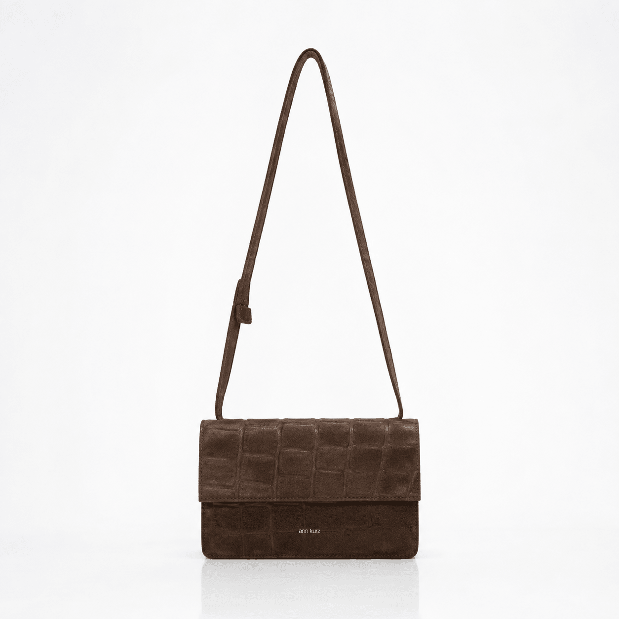 Phone Bag Medium - Croco Suede Mocha - ann kurz